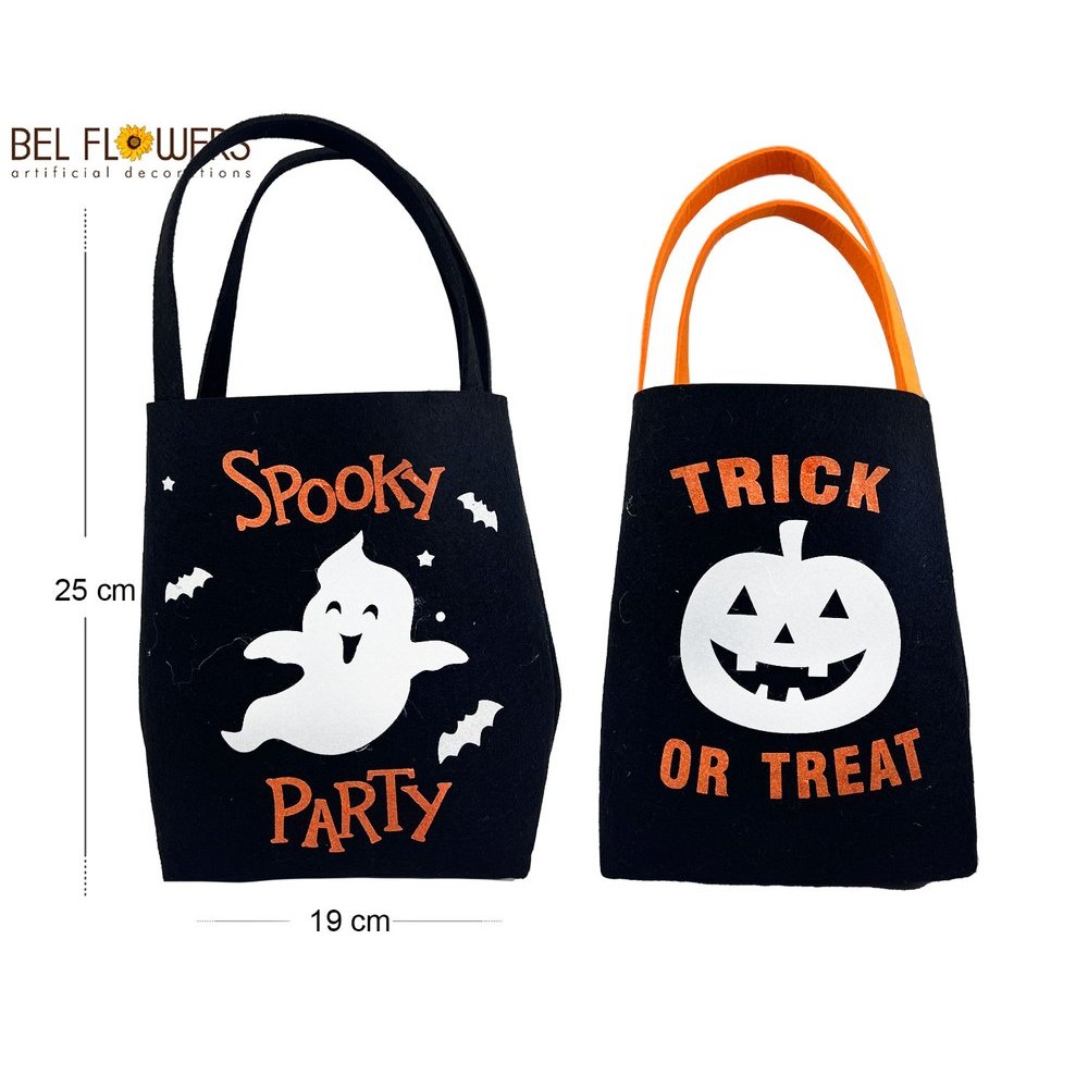 63509 8056248009017 BFHF124-00901 halloween borsetta in feltro per caramelle zucca/fantasma