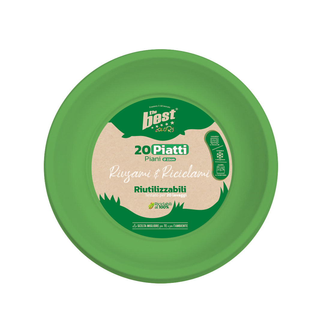 63641 8053670580640 BEST 116/10 coord. verde piatti piani riciclabili 20pz ø22cm