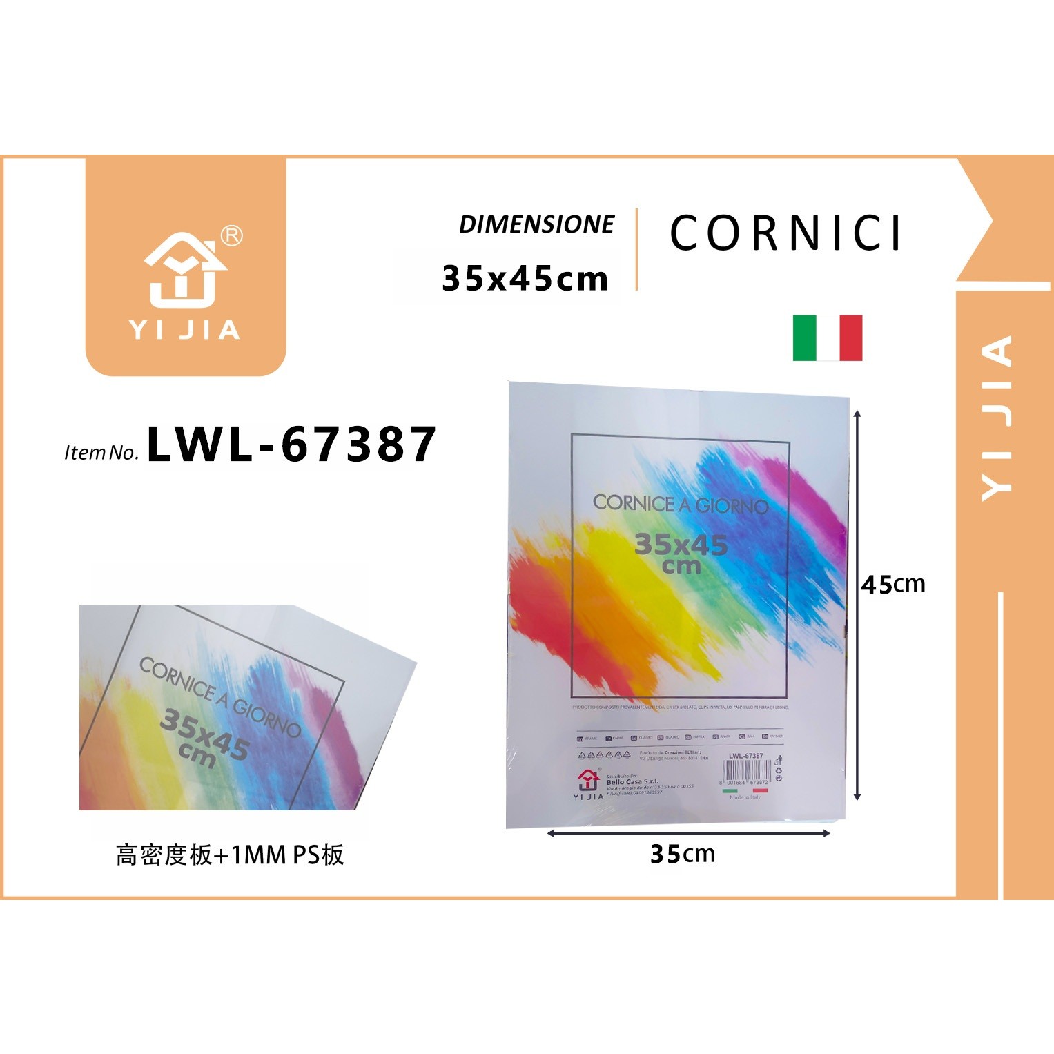 63941 8001684673872 LWL-67387 cornice a giorno apply con vetro in crilex 35x45cm