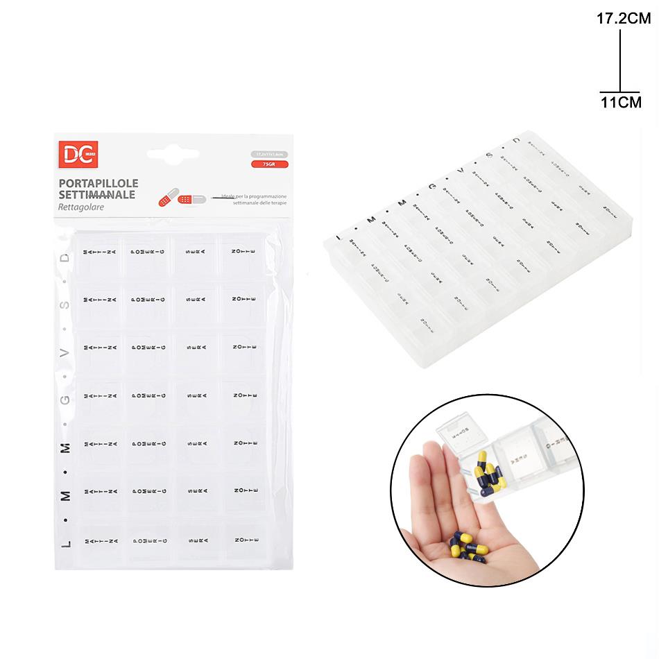 64023 8055769091792 0208194 PORTAPILLOLE PASTIGLIE SETTIMANALE 75G 28P 17,2X11X1,6CM