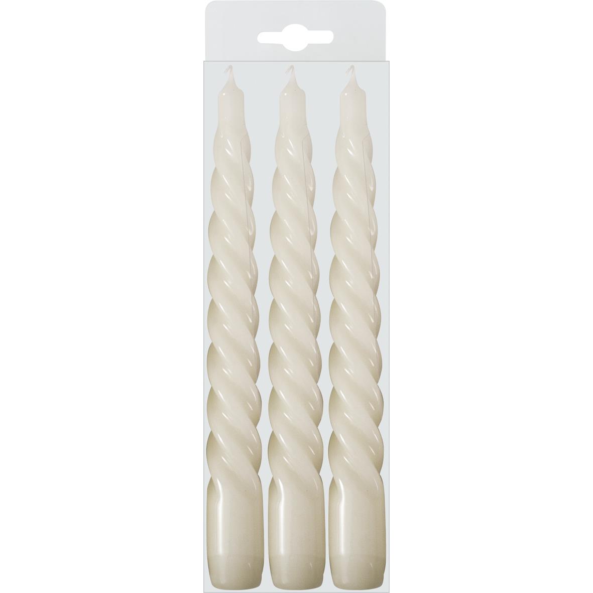 64058 8000061040276 CAN03917A TRIS CANDELE TORTIGLIONE 20CM WHITE