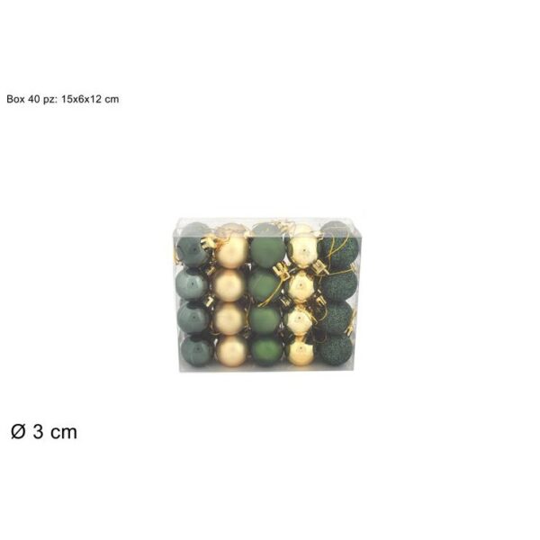 64515 8053482133461 XNA21009401 palline di natale in box ø30mm 40 sfere verde/oro