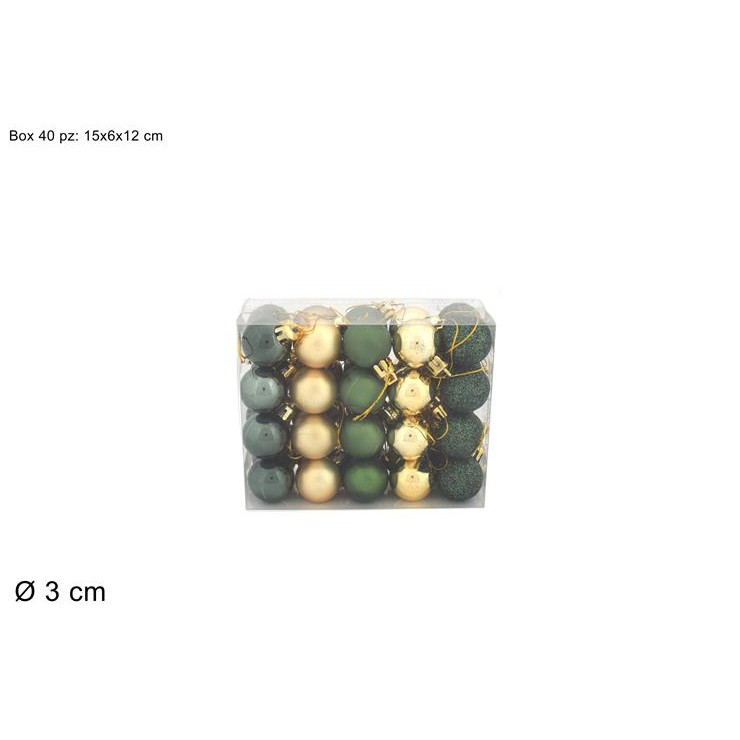 64515 8053482133461 XNA21009401 palline di natale in box ø30mm 40 sfere verde/oro