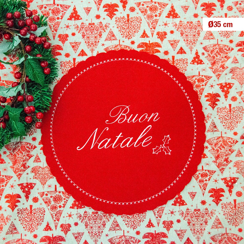 64580 8050767007431 HX938389 tavola natalizia in feltro sottopiatto ø35cm rosso