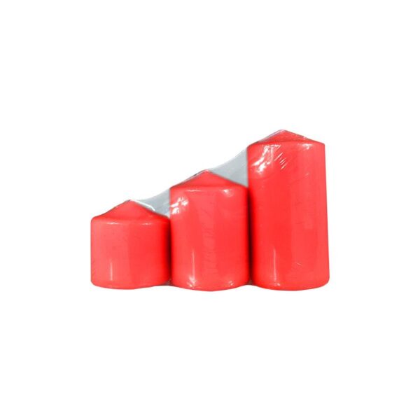 64658 8051094130083 6707232 SET 3 CANDELE PILLAR Ø5X5/6,5/10CM ROSSO LACCATO