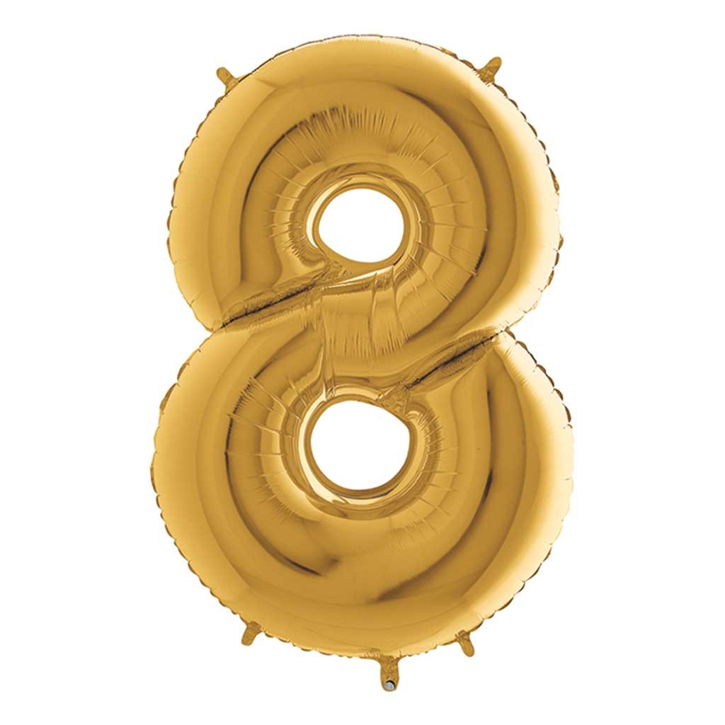 64728 8058617602225 FB1322 palloncino mylar oro 110cm numero 8