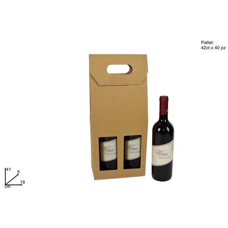64753 8033113521119 XNA15002481 portabottiglia scatola in cartone natural 2p 18,5x9,5xh40cm