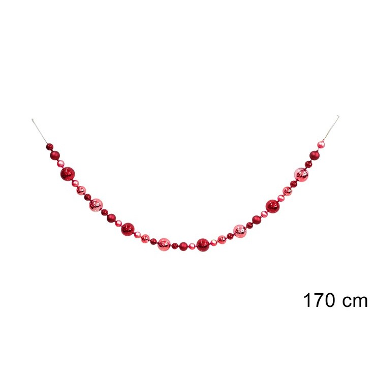 64906 8053482403625 403625 ghirlanda natalizia 35 palline rosso 170cm lucido/opaco