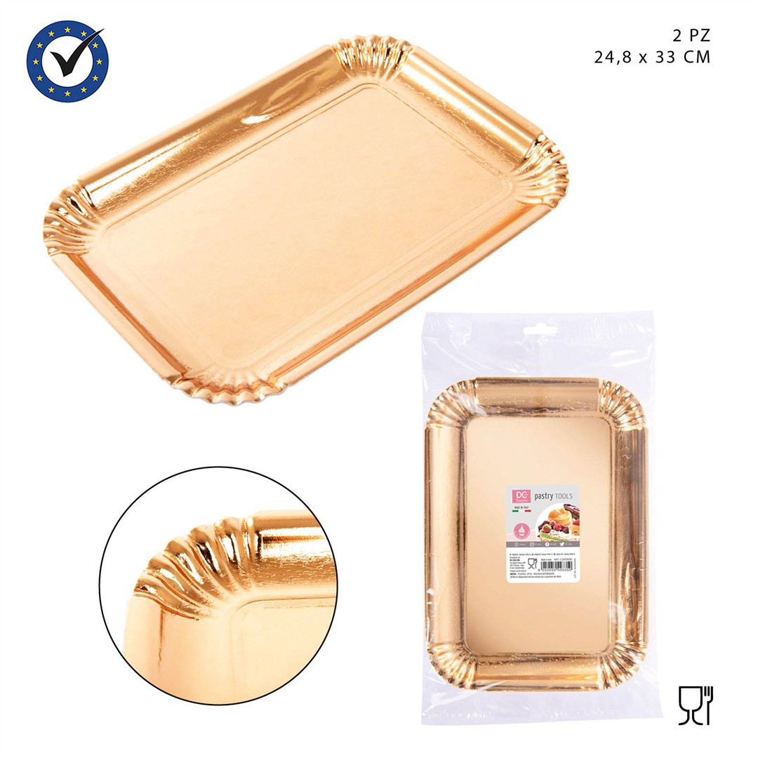 65078 8054796633739 0243088 DC vassoio carta per dolci oro 32x24cm 2pz