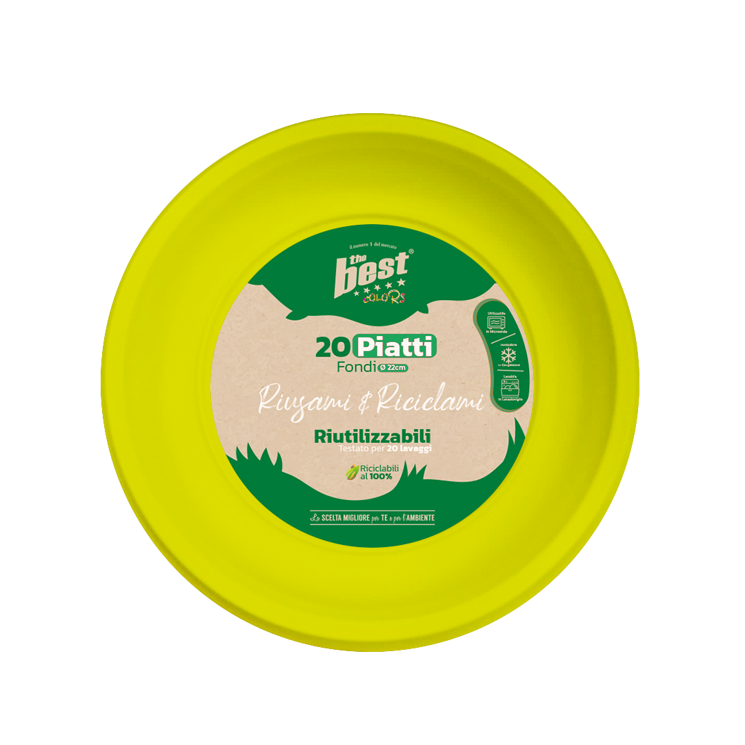 65573 8053670580718 BEST 123/8 coord. giallo piatti riciclabili fondi 20pz ø22cm