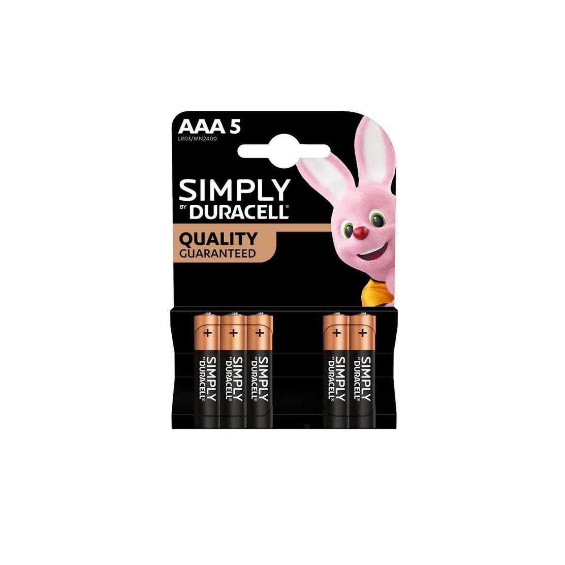 65661 5000394160743 6939020440005 BATTERIE STILO AAA PILE LR03/MN2400 1,5V ALKALINE BL.5PZ DURACELL SIMPLY