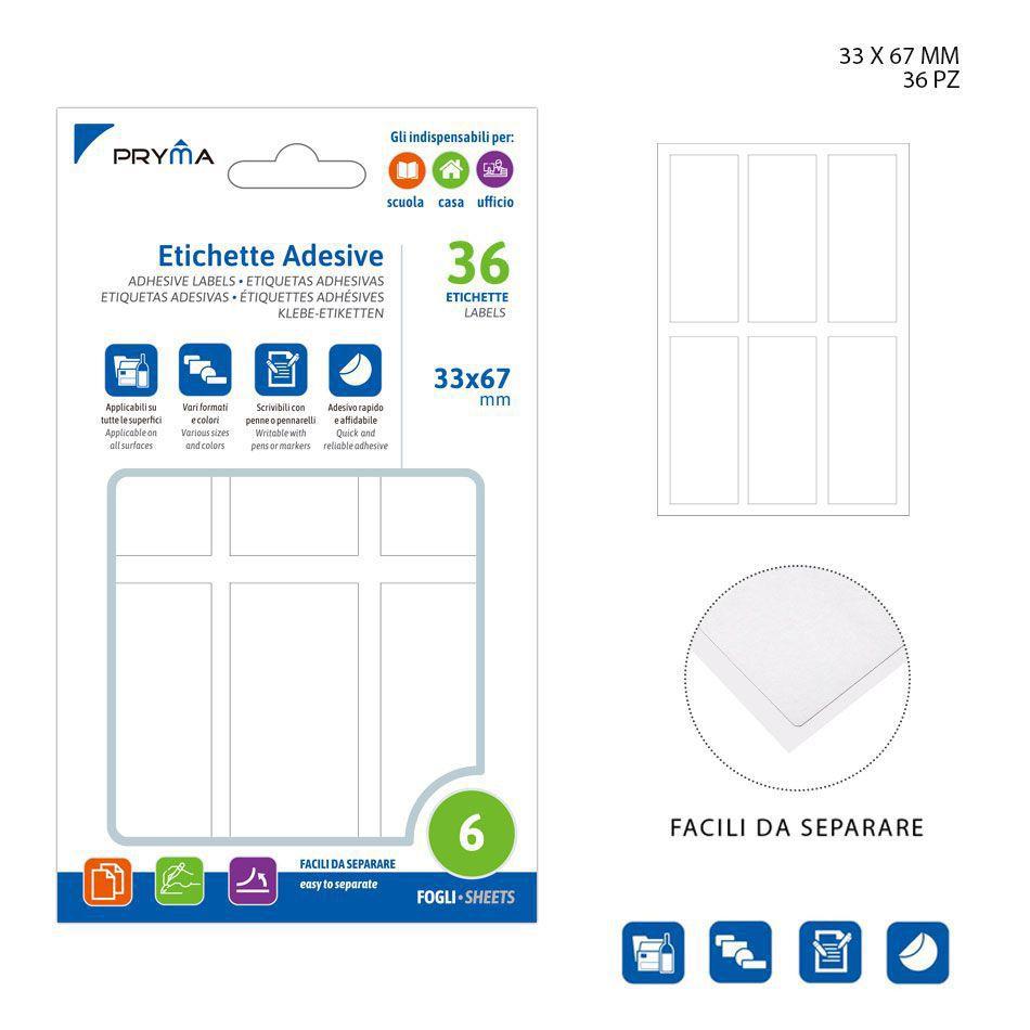 65969 8055769228280 CA922828 ETICHETTE ADESIVE 6 FOGLI 36PZ CM.3,3 X 6,7