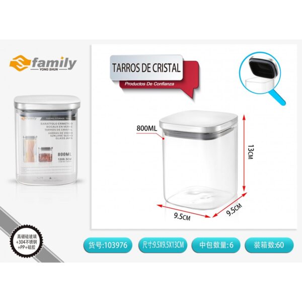 65977 8434581039760 103976 MI CONTENITORE IN VETRO CON COPERCHIO CROMATO 800ML CM.13 X 9,5