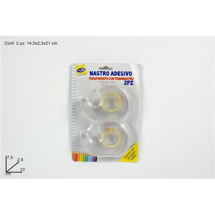 66267 8027501930010 930010 nastro adesivo trasparente in blister 2pz c/porta nastro