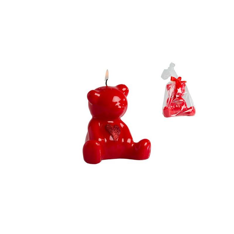 66280 3120370748771 74877 CP CANDELA FORMA ORSETTO CON CUORE ROSSO