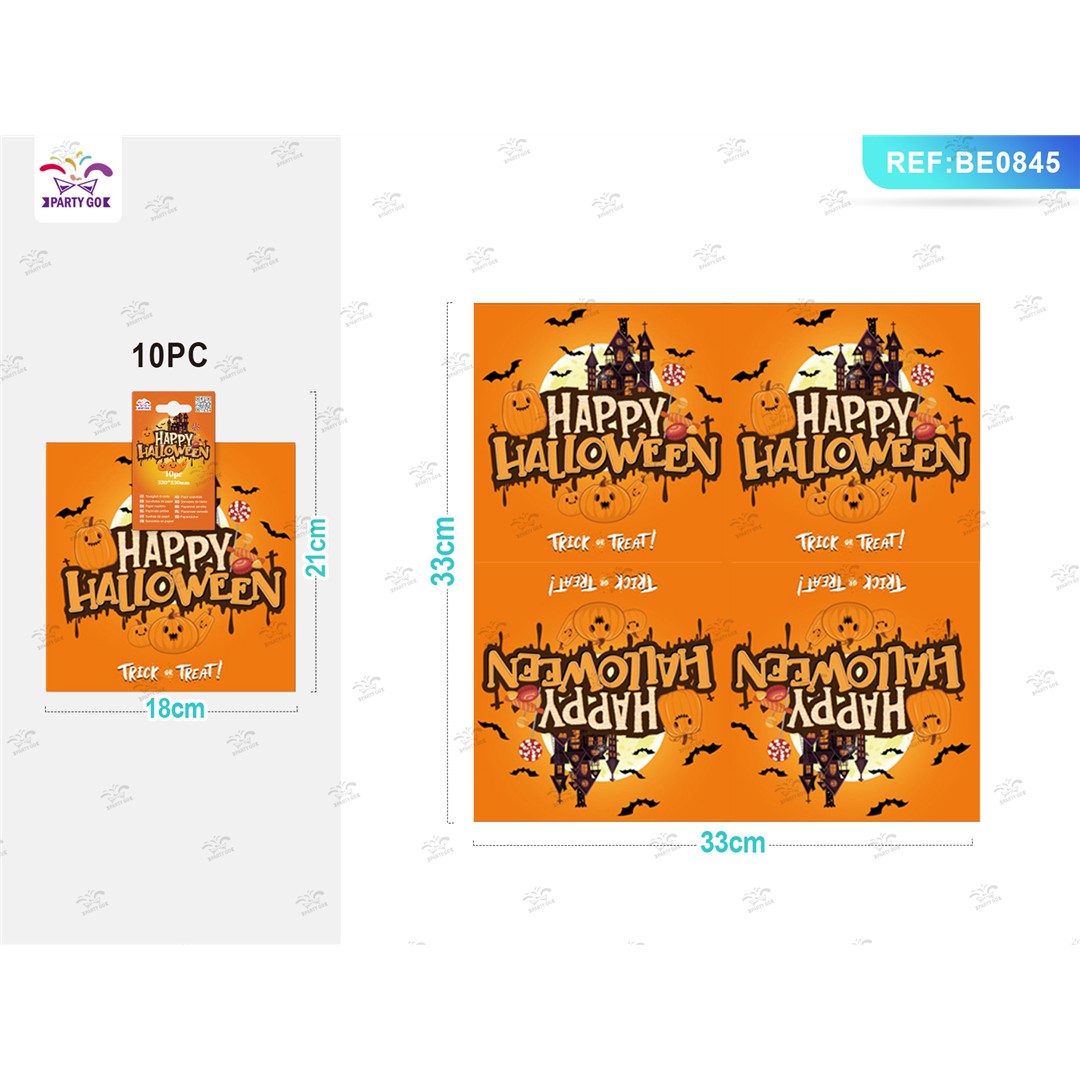 66394 8058617851456 BE0845 set 10pz tovaglioli happy halloween 33x33cm