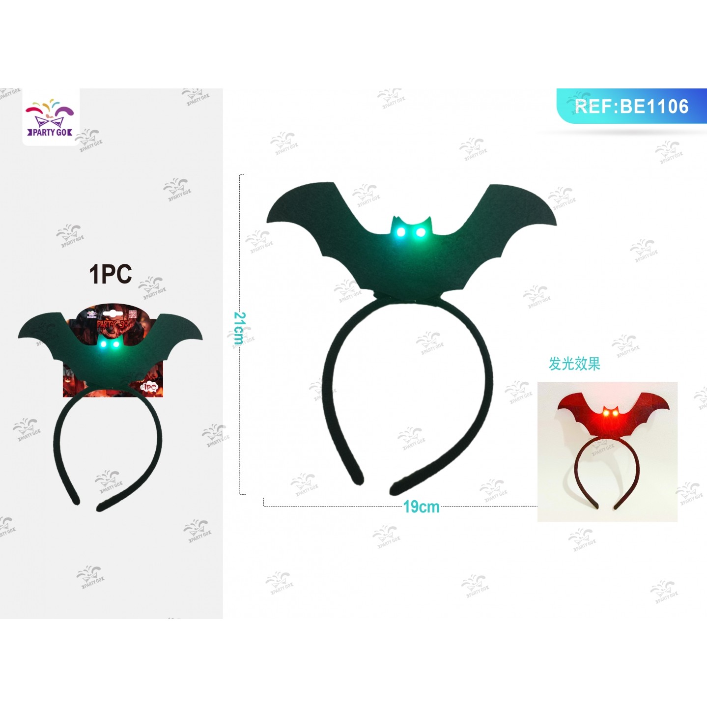 66396 8058617861066 BE1106 halloween frontino pipistrello con luci