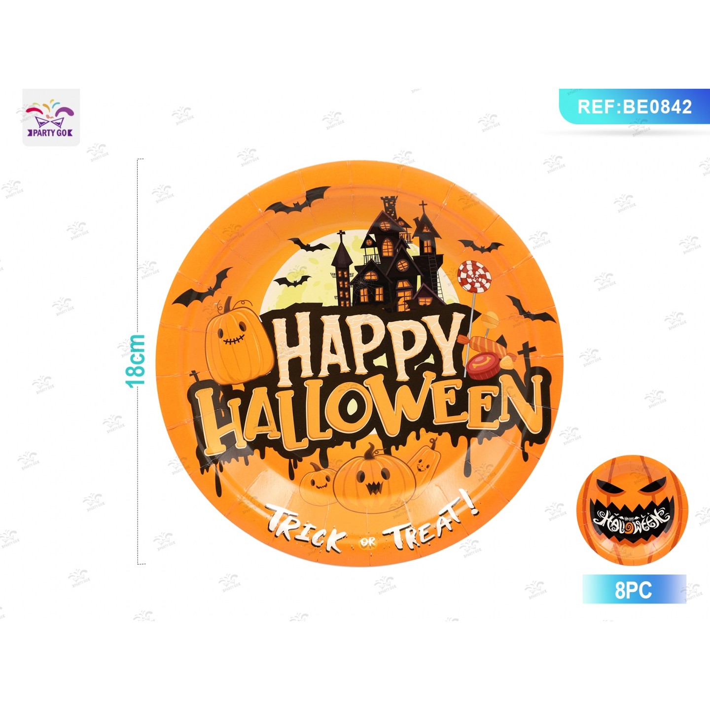 66400 8058617851425 BE0842 set 8pz piatti happy halloween ø18cm