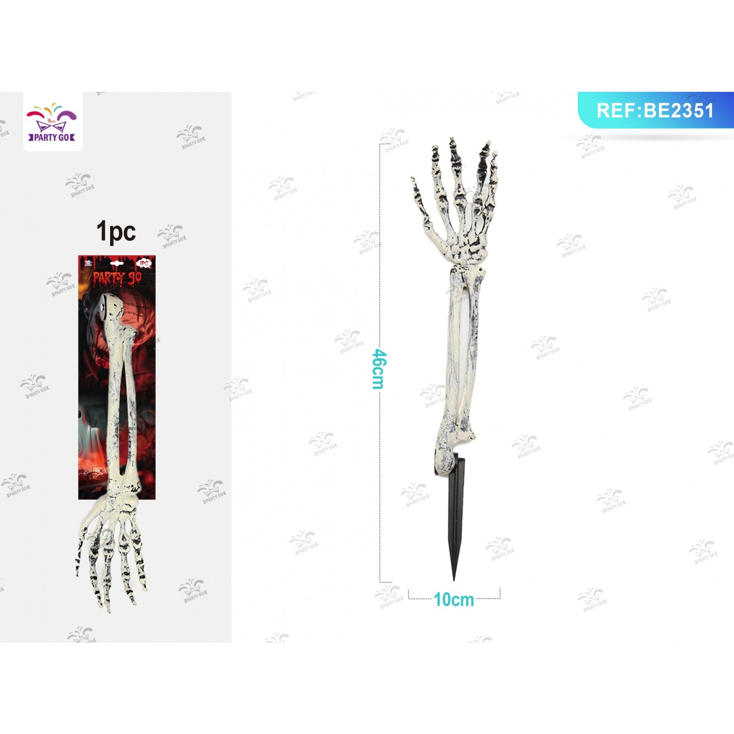 66505 8058617308516 BE2351 halloween braccio scheletro da piantare nel terreno