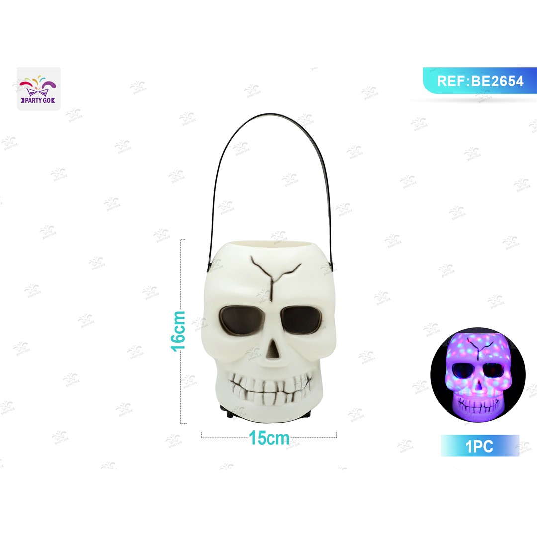 66670 8058617315248 BE2654 halloween secchiello in plastica forma teschio con luce rgb
