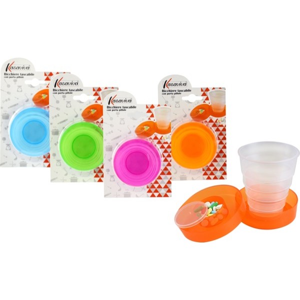 67206 8034116017081 1601708 SAIS bicchiere richiudibile con portapillole