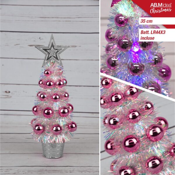 67554 8055713304510 HX982834 alberello di natale con luci multicolor 35cm rosa