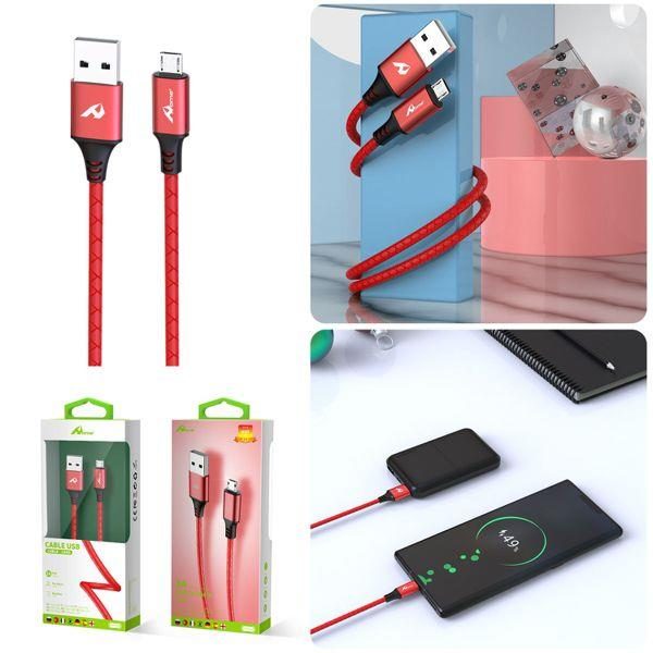 67665 8436595945211 07644 CAVO DATI RICARICABATTERIA USB 2.0 A MICRO USB 1M OUTPUT 3.0A COLOR ROSSO