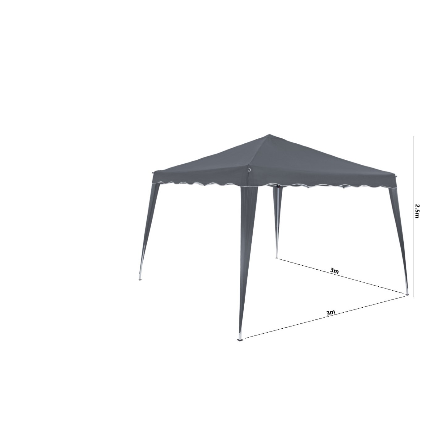 67751 8402103921916 210392 BOLATA gazebo da montaggio 3x3m h250cm grigio