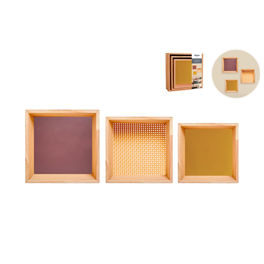 67959 3120370801803 80180 CP SET 3 MENSOLE DA PARETE QUADRATE IN LEGNO