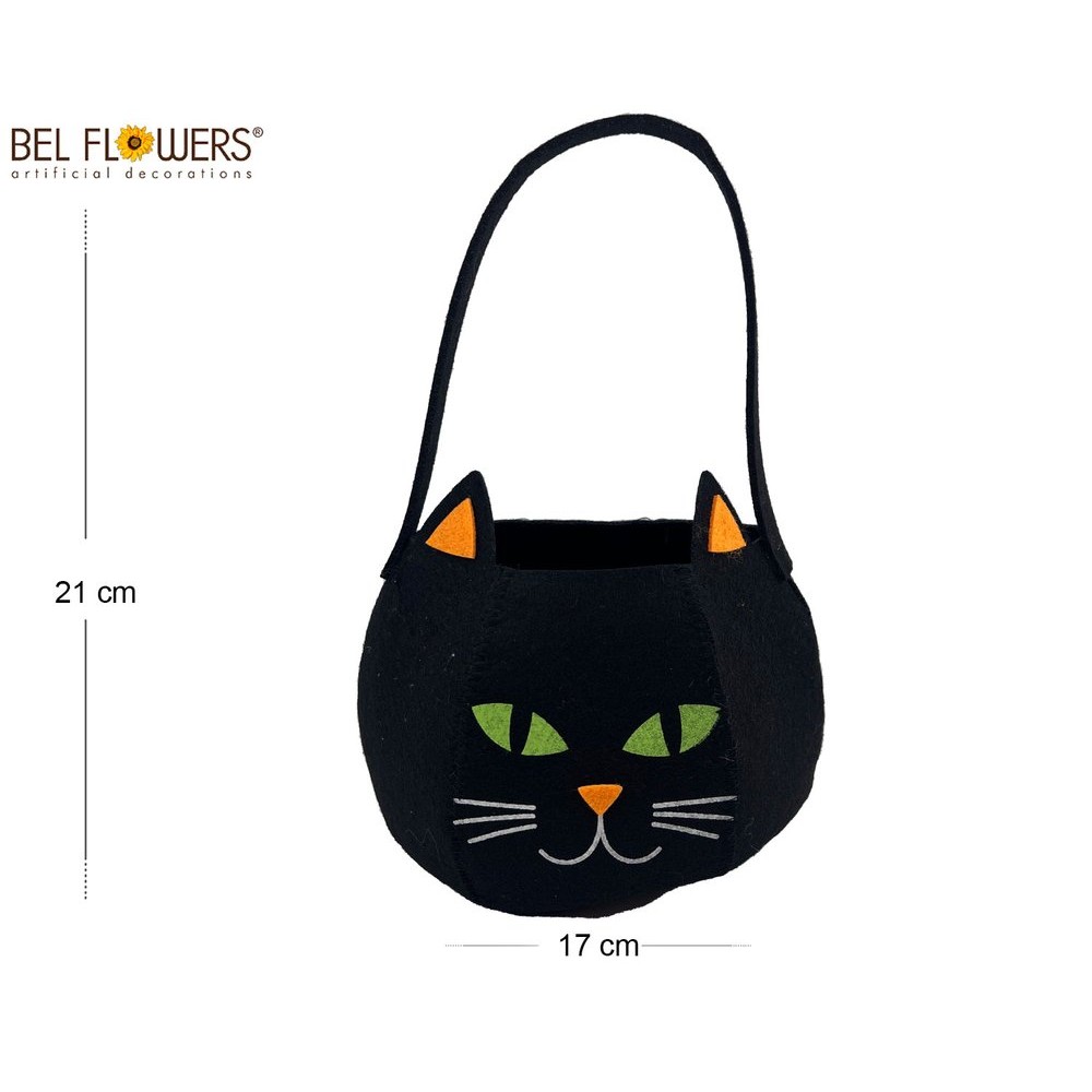 68789 8056248009000 BFHF123-00900 halloween secchiello in feltro per caramelle gatto nero