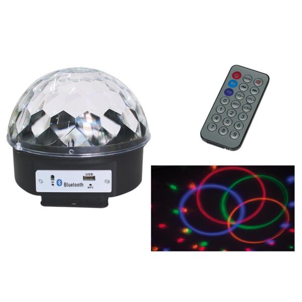 69239 8056978928404 6112056 PROIETTORE LED TONDO MULTICOLOR CON INGRESSO USB SCHEDA SD E BLUETOOTH