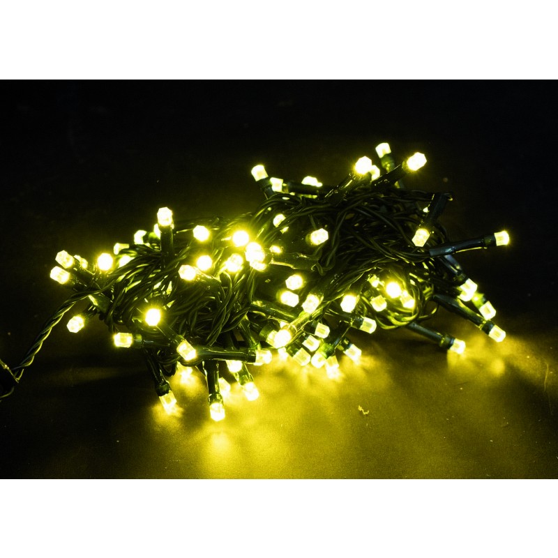 69477 8019959210929 EL-73843D ►catena led 25m 500 luci di natale oro da esterno con spina ip44 cavo 5m verde 8 giochi