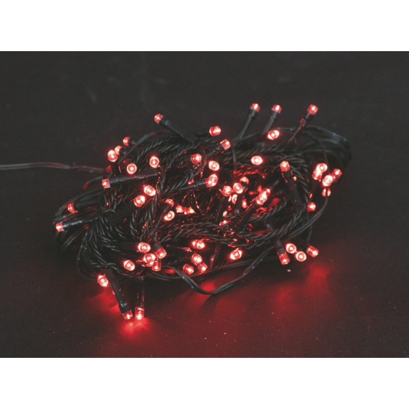 69478 8019959805750 EL-73843R ►catena led 25m 500 luci di natale rosso da esterno con spina ip44 cavo 5m verde 8 giochi