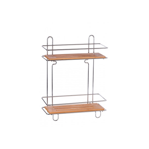69951 8021785636651 63665 STAR mensola da parete in metallo e legno 2 ripiani cm.25 x 11 x 38,5