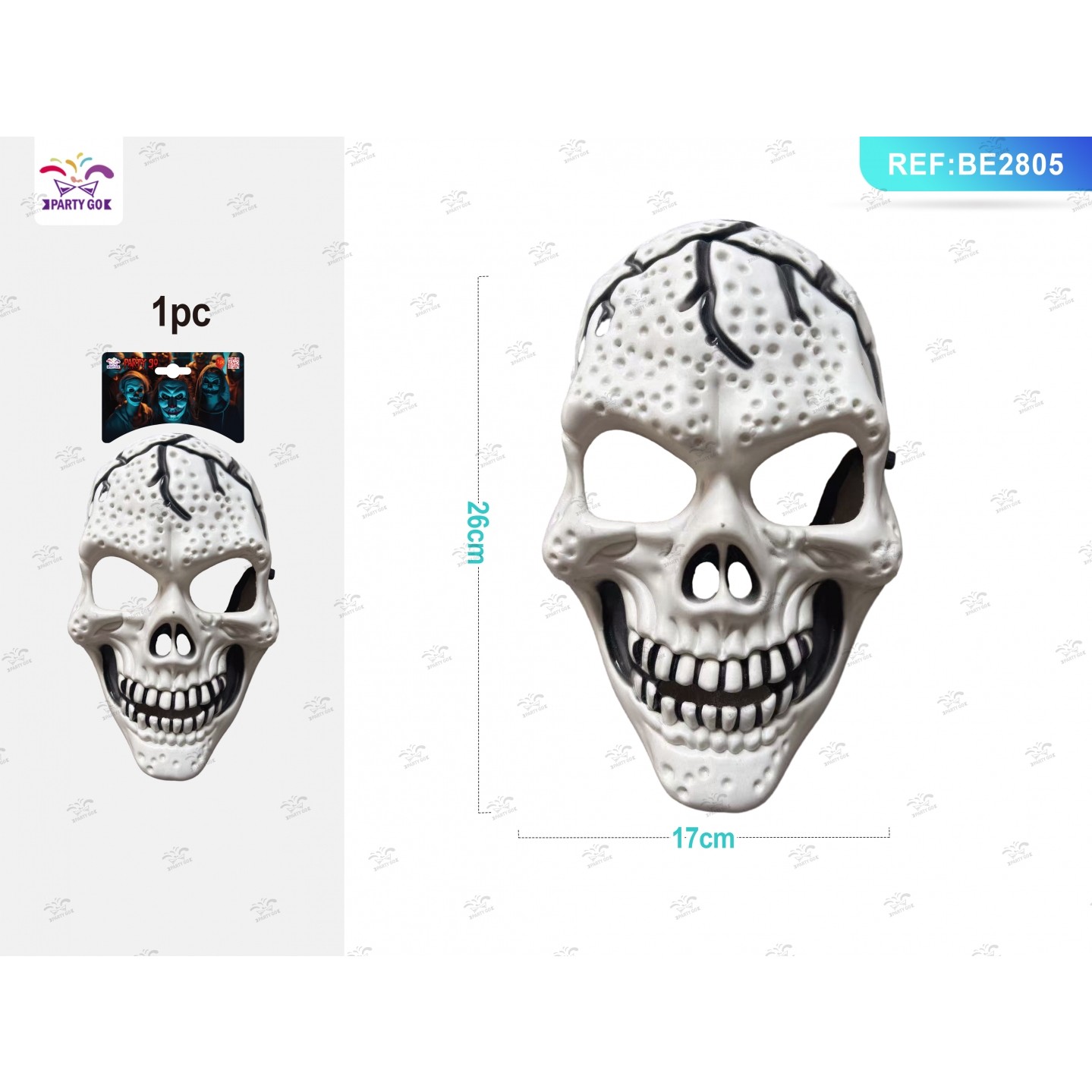 70343 8058617981757 BE2805 halloween maschera in plastica scheletro