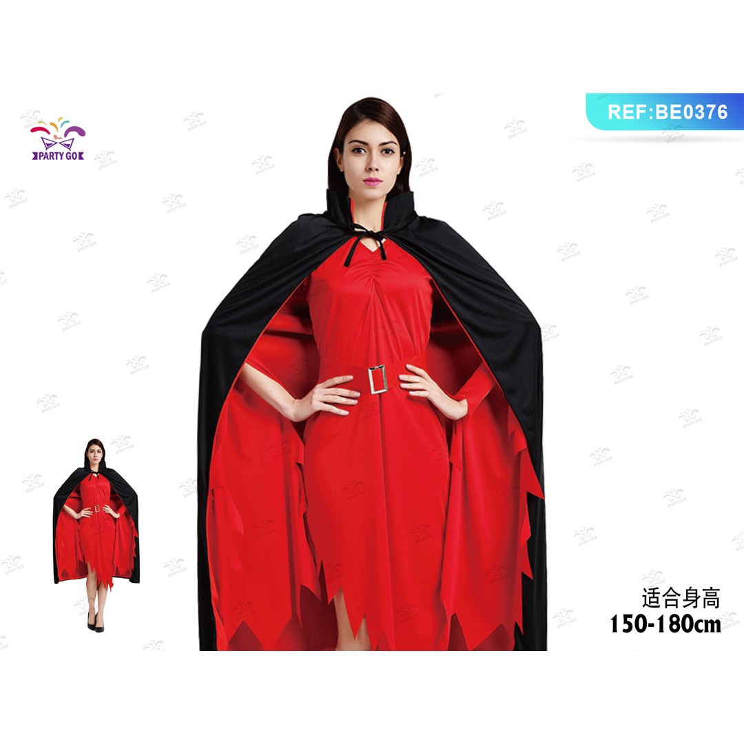 70361 8058617846766 BE0376 halloween mantelo per adulti rosso/nero donna 155/180cm