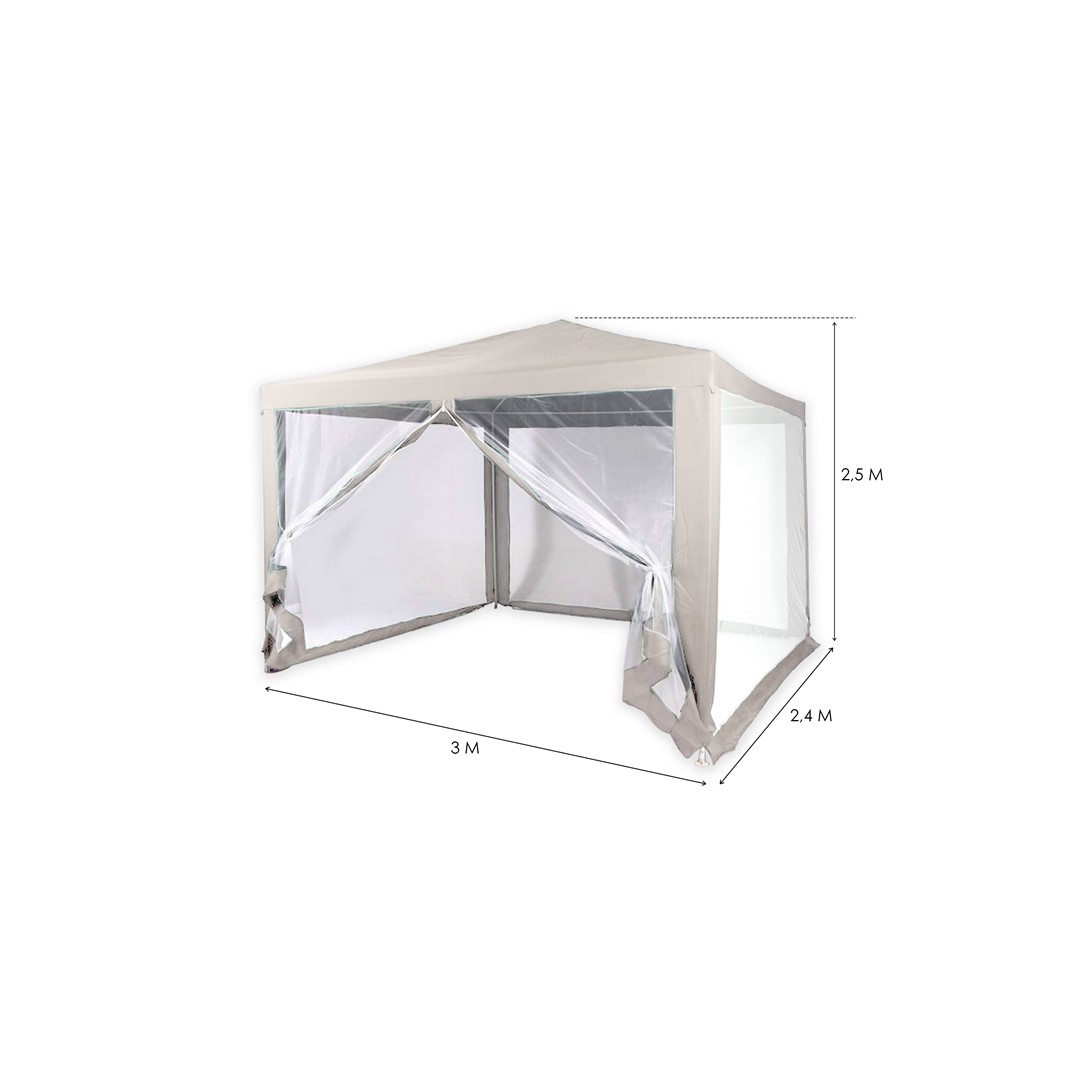 70661 8402064121837 206412 BOLATA gazebo da montaggio con teli laterali 240x300cm bianco