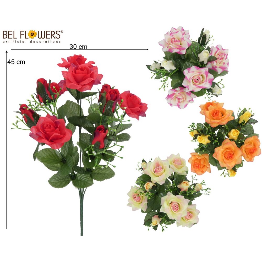 70666 8056248063873 BFCZ072-06387 fiore mazzo bush medio h45xø30cm rosa canina/boccioli