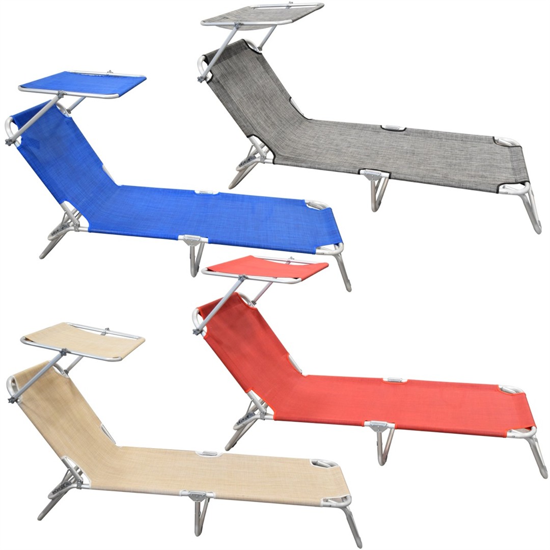 70917 8034116123034 1612303 SAIS lettino mare pieghevole alluminio con parasole