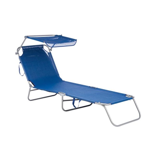 70918 8032089774093 3310095 LETTINO MARE PIEGHEVOLE ACCIAIO CON PARASOLE BLU