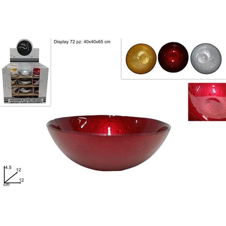 70944 8053482164243 64243 CIOTOLA DI VETRO DECORATIVA 3 COLORI