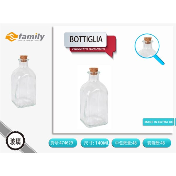 71274 8433774746294 BE03030474629 MI bottiglia in vetro con tappo in sughero la mediterranea 140ml