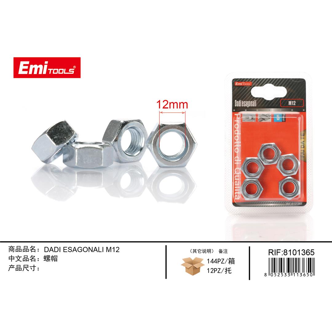 71340 8052533113650 8101365 EMI DADI ESAGONALI M12 5PZ