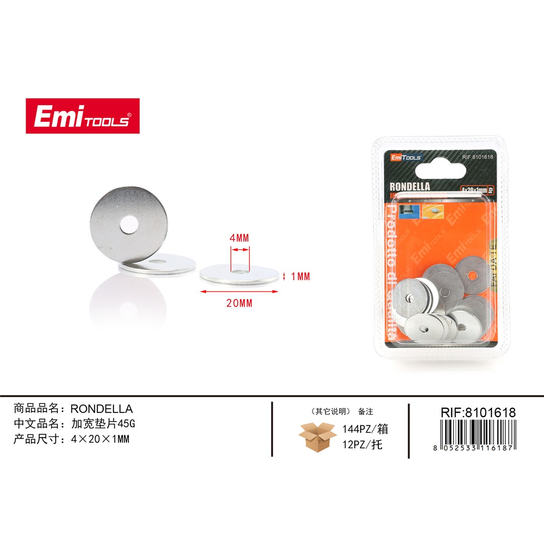 71345 8052533116187 8101618 EMI rondella 45gr mm.4 x 20 x 1