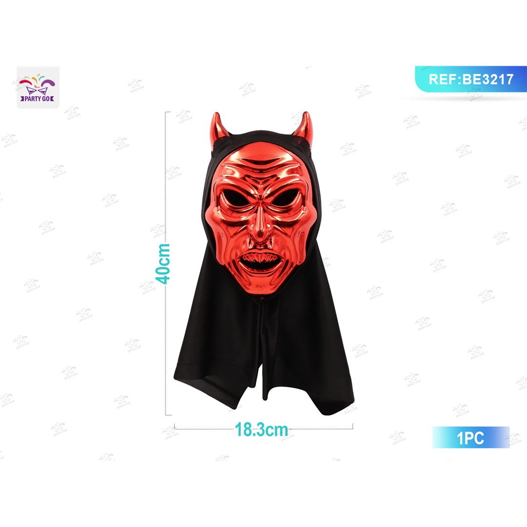 71565 8058617985878 BE3217 halloween maschera in plastica da diavolo rosso lucido