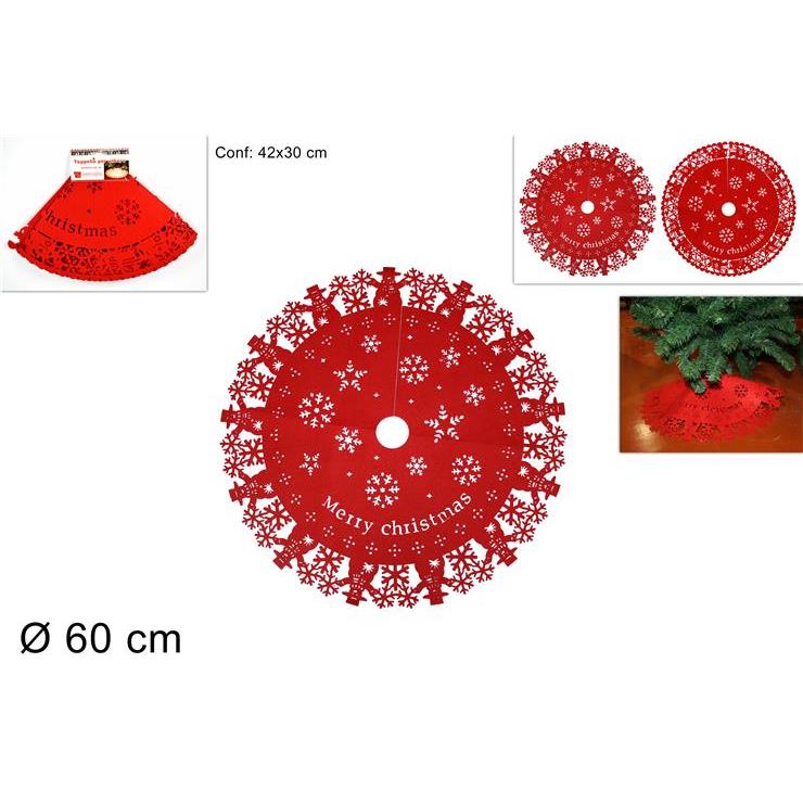 71614 8033113579493 MO000453 TAPPETO COPRI BASE ALBERO DI NATALE Ø60CM ROSSO