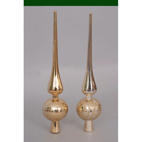 71710 8019959637900 PU-63790 puntale per albero di natale metaliz.con decoro ø30cm glitter ass2col oro