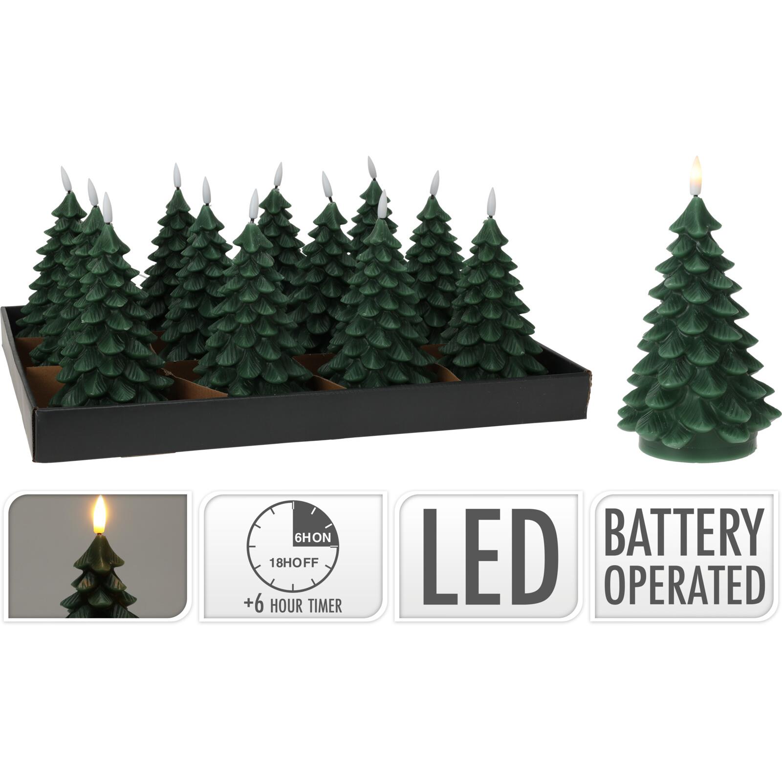 71765 8720573756013 AX5437060 CANDELA CON LUCI LED FORMA DI ALBERO 17CM VERDE