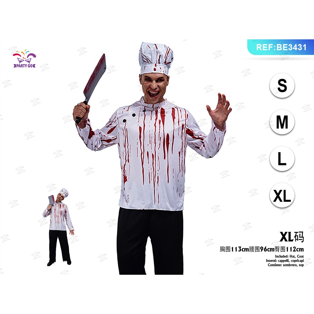 71795 8058617632710 BE3431 halloween costume adulto cuoco insanguinato tg.xl