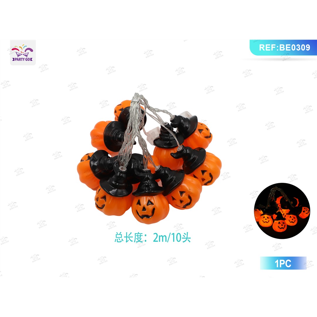 71979 8058617846094 BE0309 halloween ghirlanda 10 luci led forma zucca 2mt